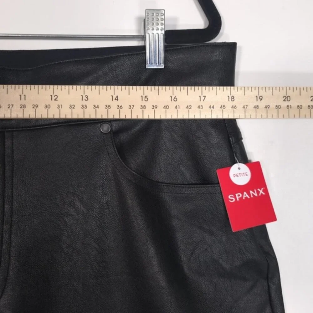 NWT SPANX II Slim Straight Faux Leather Pant Luxe Black 20528Q Women's 1X PETITE